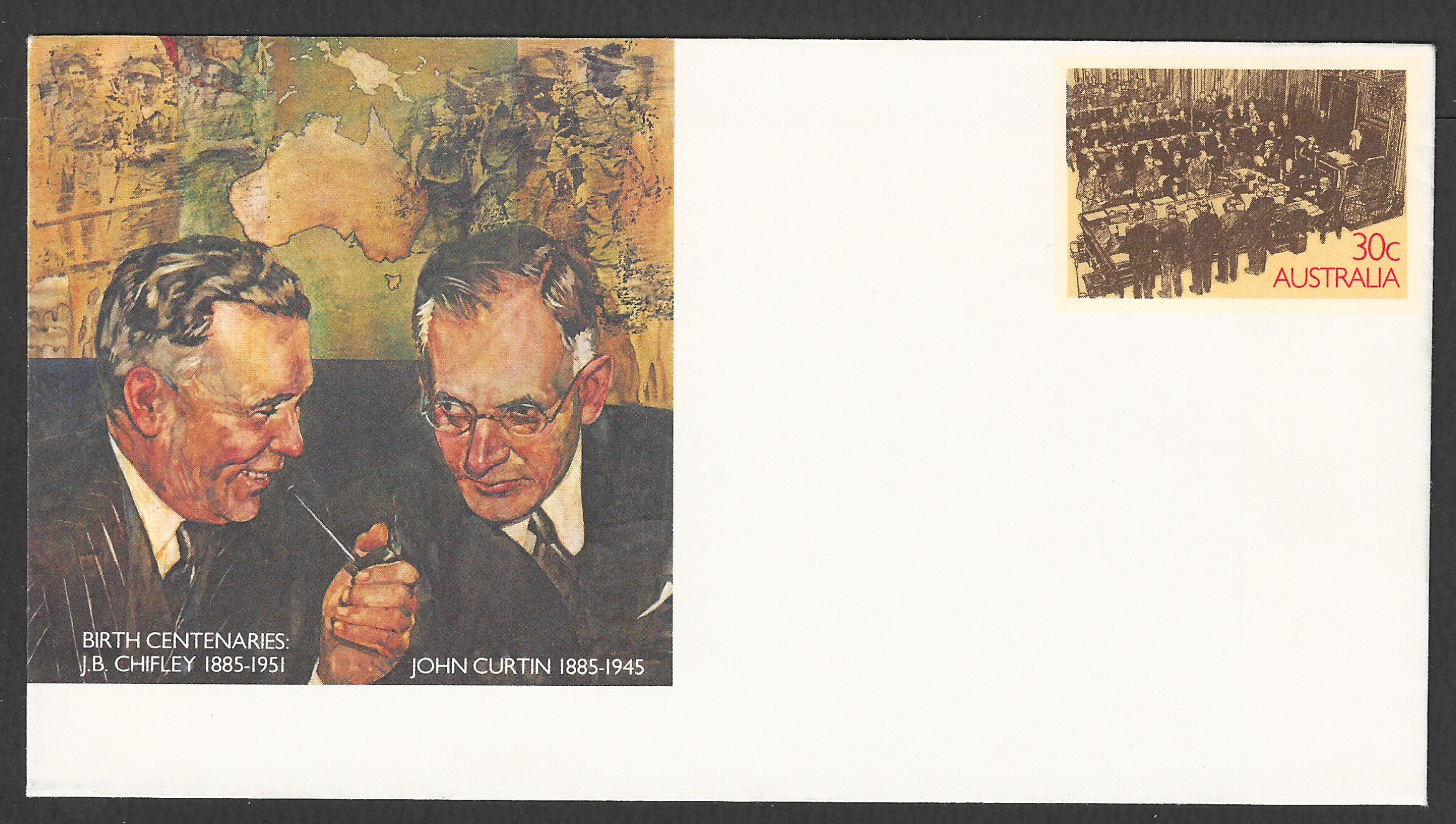 FFF0045 Australia Pre Postage Cover - Birth Centenaries J B Chifley and John Curtin , Mint - FFF0045 - Image 1