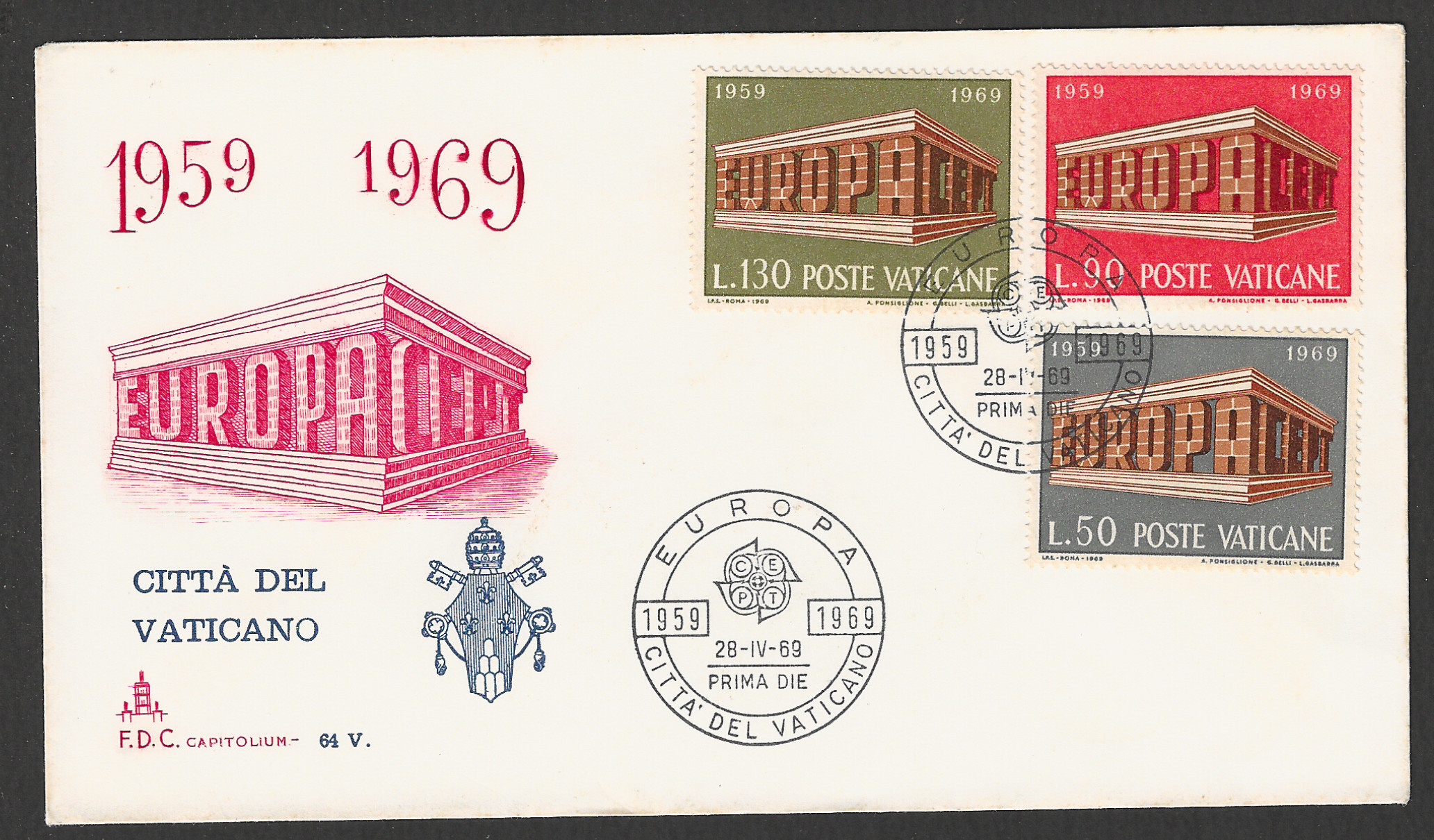 FFF0135 Vatiane stamps - Europa set of 3 Values , 1969 - FFF0135 - Image 1