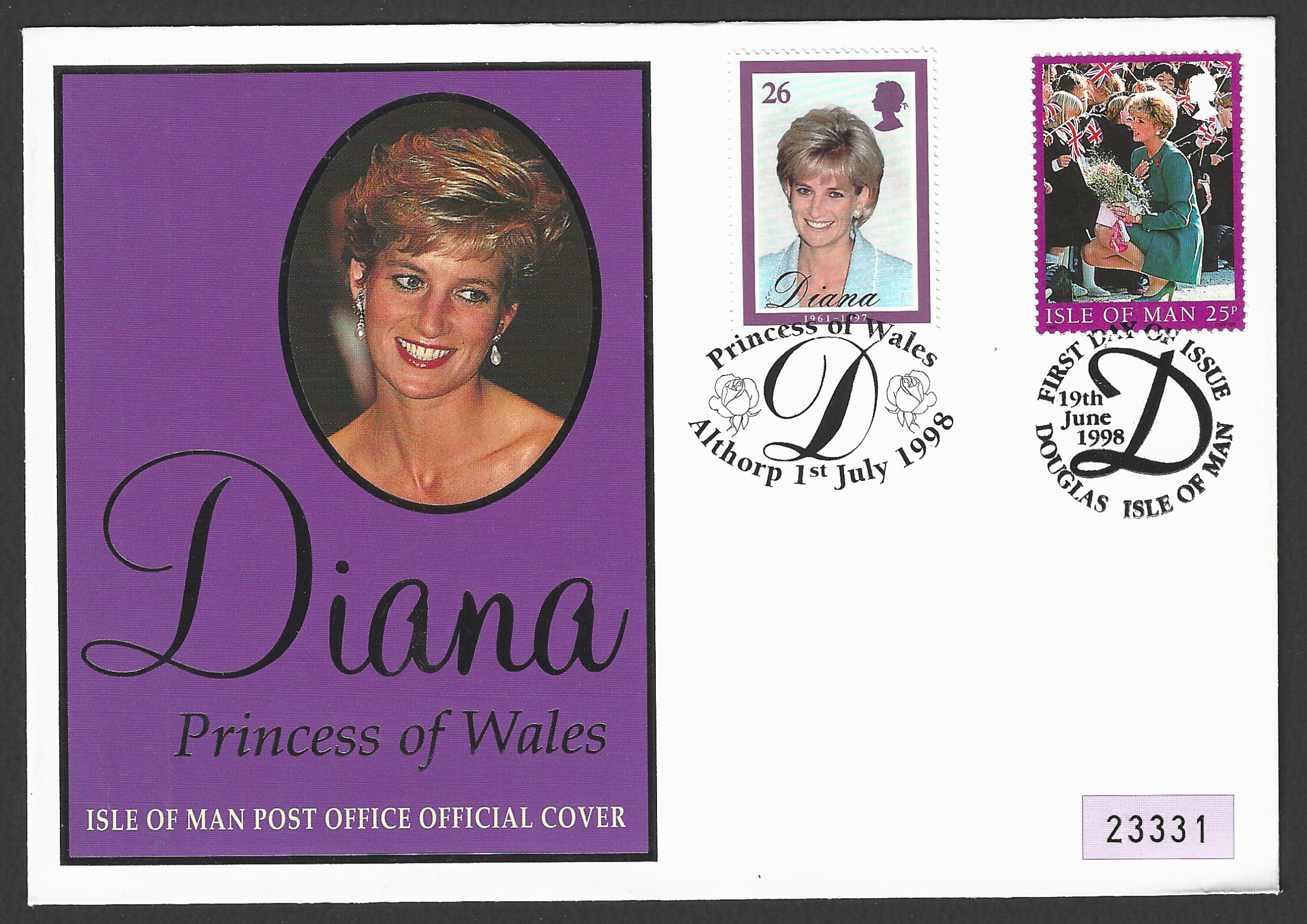 FFF0164 Isle of Mand and GB Stamps of Dianan Limited Edition 1998 - FFF0164 - Image 1