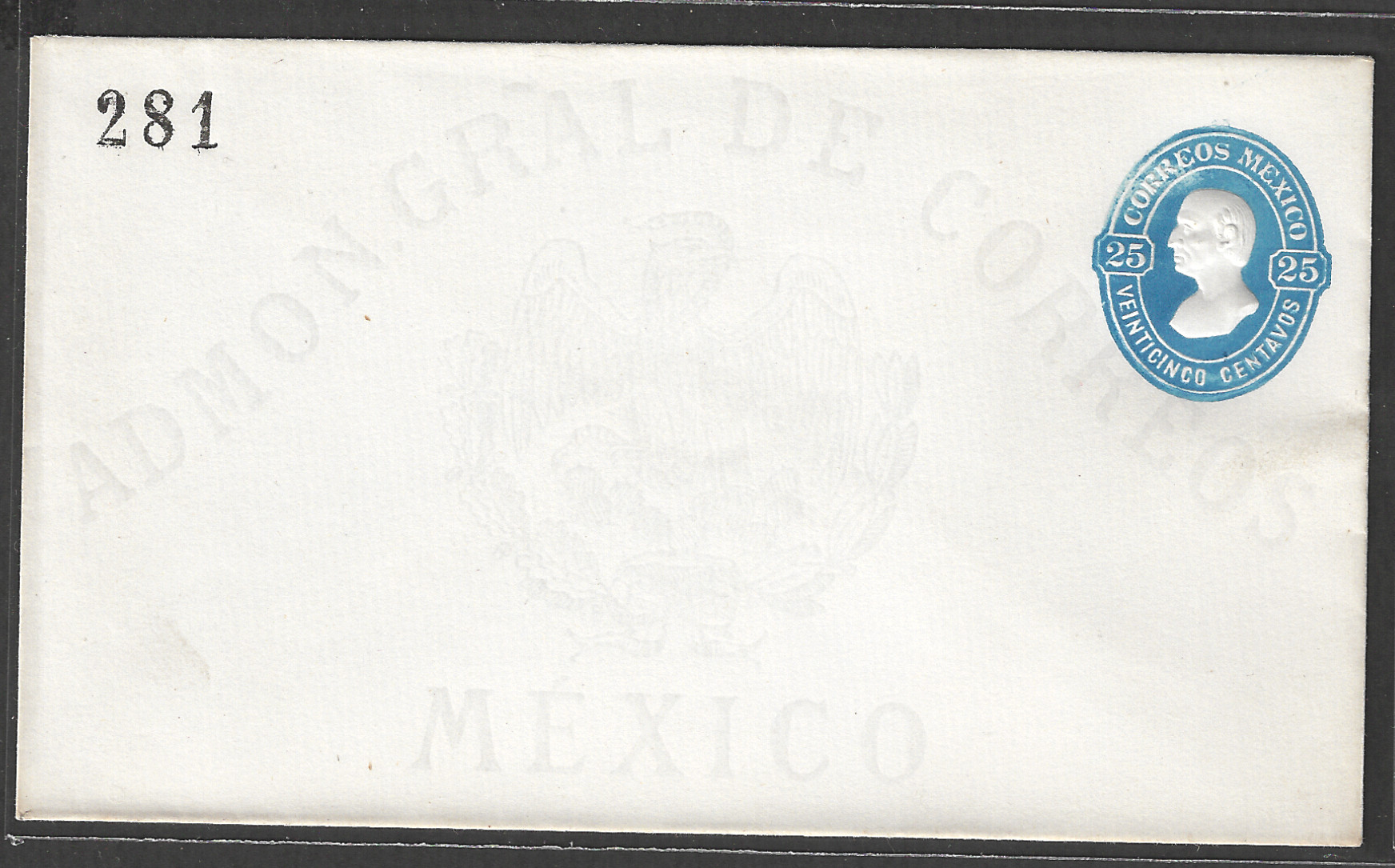 FFF0401 Mexico Mint Old Postal Stationary envelope with Number , 25 c Rare - FFF0401 - Image 1