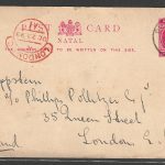 Natal to England Queen Victoria Postally used Post Card, 1893 - FFF0421